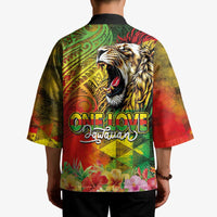 Hawaiian Reggae Kimono Jawaiian One Love-Tribal Tatoos and Rastafari Lion LT03 - Polynesian Pride