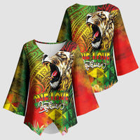 Hawaiian Reggae Kimono Sleeve Blouse Jawaiian One Love-Tribal Tatoos and Rastafari Lion LT03 - Polynesian Pride