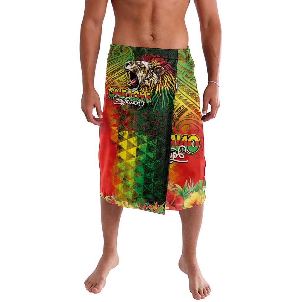 Hawaiian Reggae Lavalava Jawaiian One Love-Tribal Tatoos and Rastafari Lion LT03 Multicolor - Polynesian Pride