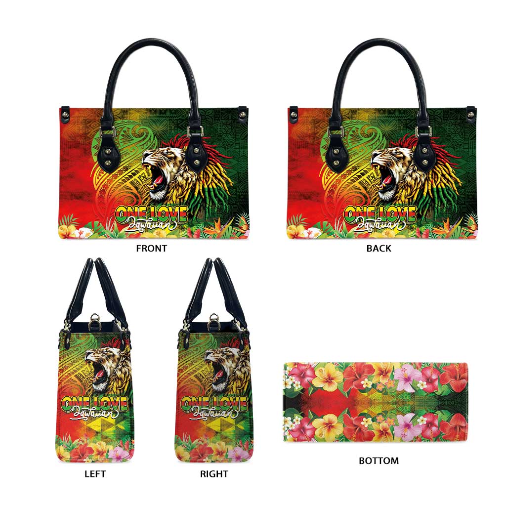 Hawaiian Reggae Leather Bag Jawaiian One Love-Tribal Tatoos and Rastafari Lion LT03 - Polynesian Pride