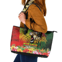 Hawaiian Reggae Leather Tote Bag Jawaiian One Love-Tribal Tatoos and Rastafari Lion LT03 Multicolor - Polynesian Pride