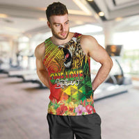 Hawaiian Reggae Men Tank Top Jawaiian One Love-Tribal Tatoos and Rastafari Lion LT03 Multicolor - Polynesian Pride