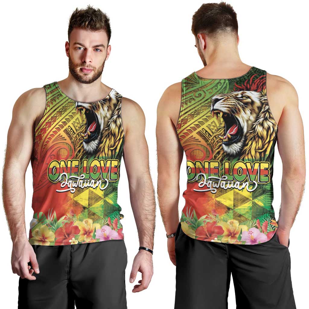 Hawaiian Reggae Men Tank Top Jawaiian One Love-Tribal Tatoos and Rastafari Lion LT03 - Polynesian Pride