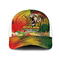 Hawaiian Reggae Mesh Trucker Cap Jawaiian One Love-Tribal Tatoos and Rastafari Lion LT03 One Size White Multicolor - Polynesian Pride
