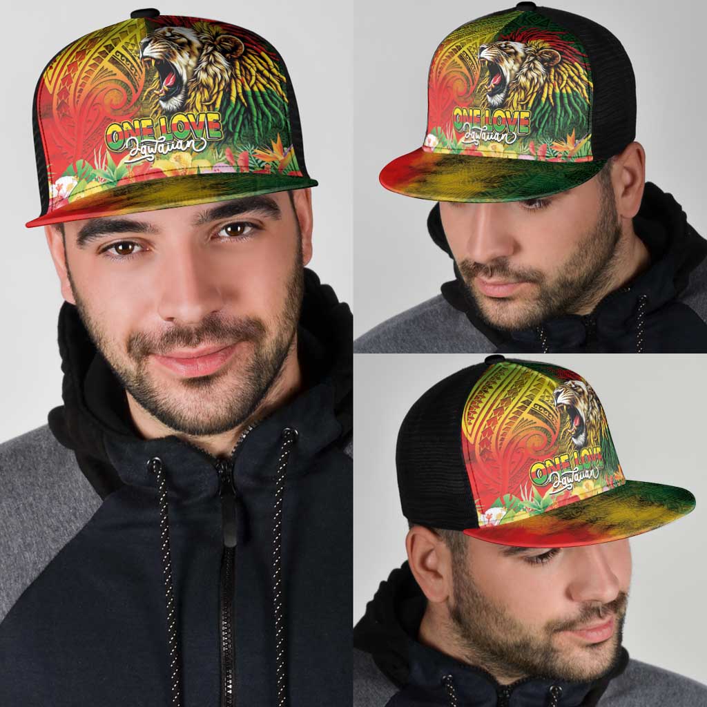 Hawaiian Reggae Mesh Trucker Cap Jawaiian One Love-Tribal Tatoos and Rastafari Lion LT03 - Polynesian Pride