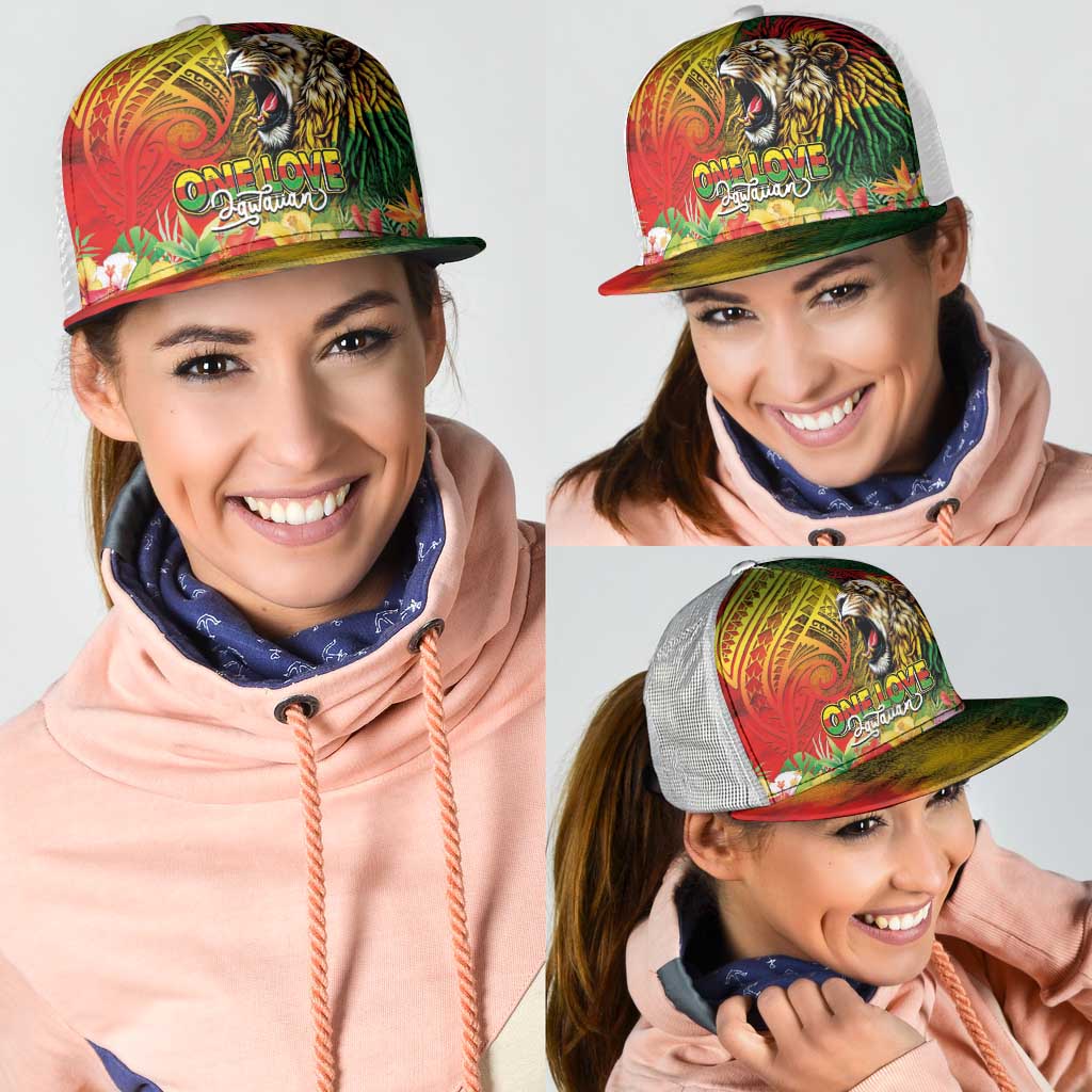 Hawaiian Reggae Mesh Trucker Cap Jawaiian One Love-Tribal Tatoos and Rastafari Lion LT03 - Polynesian Pride