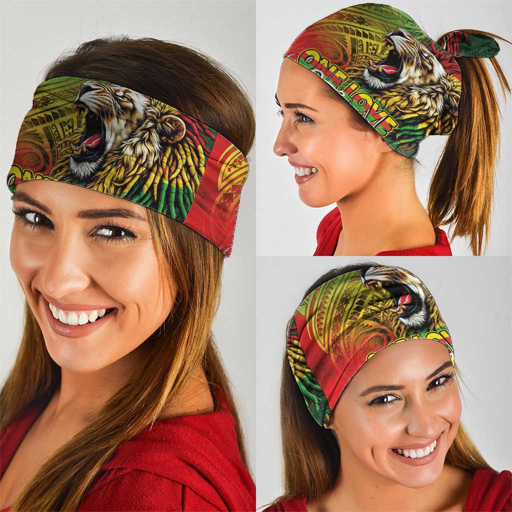 Hawaiian Reggae Neck Gaiter Jawaiian One Love-Tribal Tatoos and Rastafari Lion LT03 - Polynesian Pride