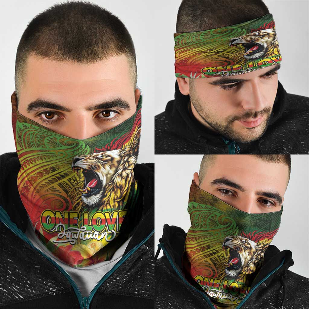 Hawaiian Reggae Neck Gaiter Jawaiian One Love-Tribal Tatoos and Rastafari Lion LT03 - Polynesian Pride