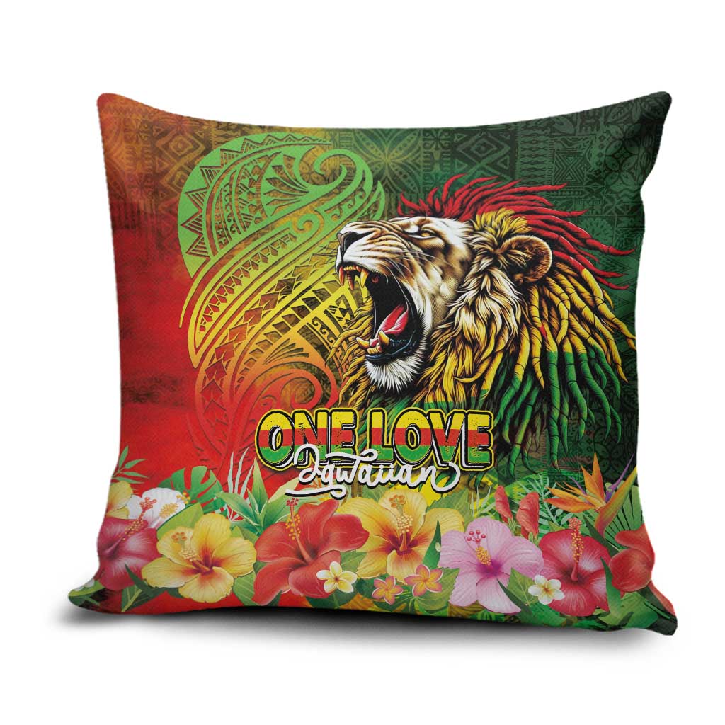 Hawaiian Reggae Pillow Cover Jawaiian One Love-Tribal Tatoos and Rastafari Lion LT03 Multicolor - Polynesian Pride