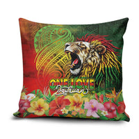 Hawaiian Reggae Pillow Cover Jawaiian One Love-Tribal Tatoos and Rastafari Lion LT03 Multicolor - Polynesian Pride