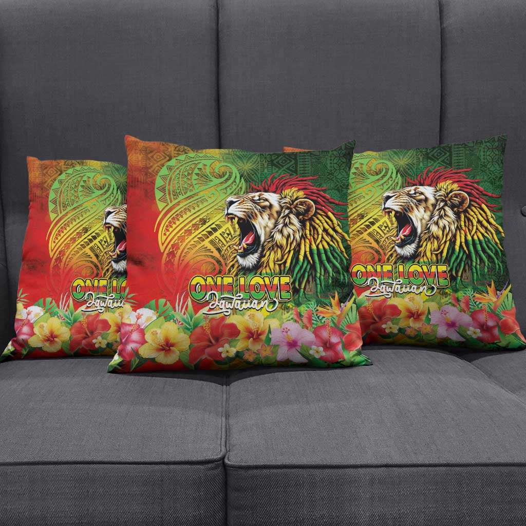Hawaiian Reggae Pillow Cover Jawaiian One Love-Tribal Tatoos and Rastafari Lion LT03 - Polynesian Pride