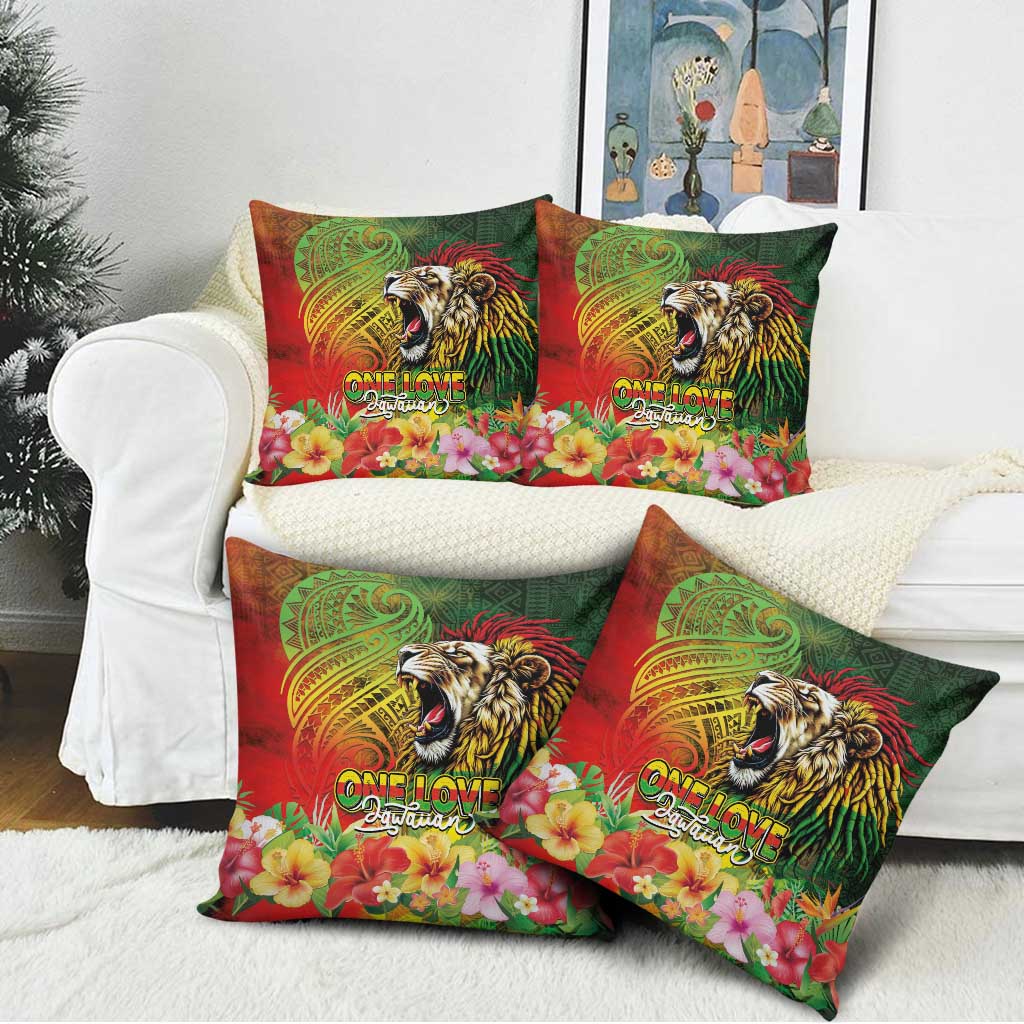 Hawaiian Reggae Pillow Cover Jawaiian One Love-Tribal Tatoos and Rastafari Lion LT03 - Polynesian Pride