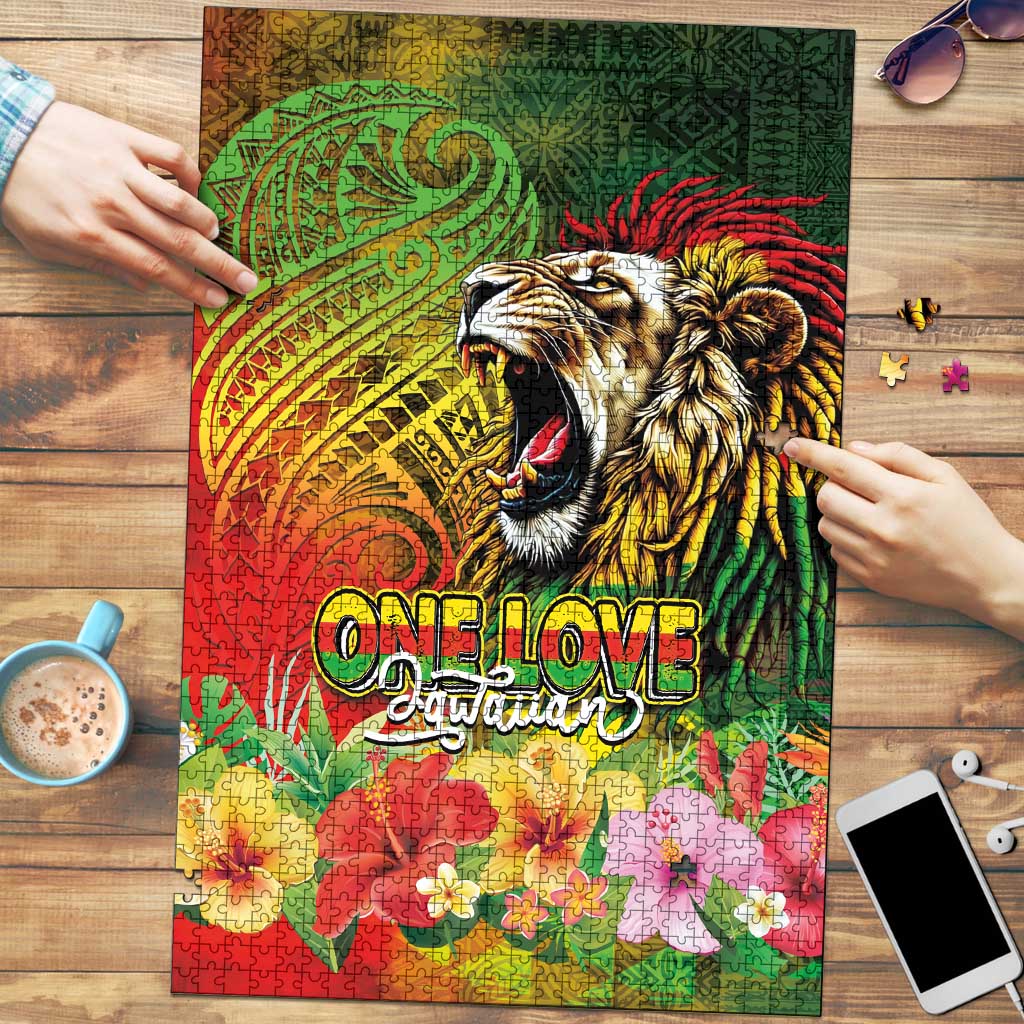 Hawaiian Reggae Puzzle Jawaiian One Love-Tribal Tatoos and Rastafari Lion LT03 Multicolor - Polynesian Pride