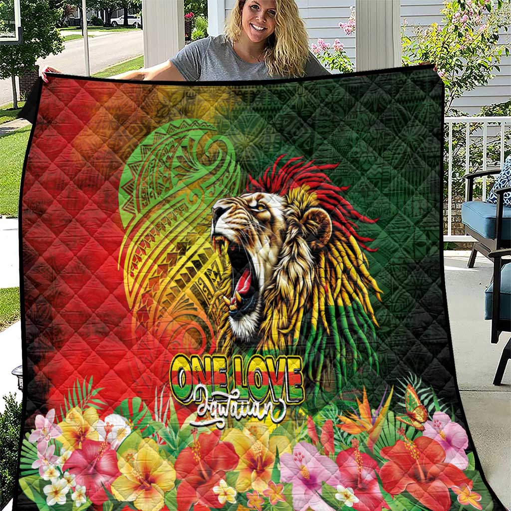 Hawaiian Reggae Quilt Jawaiian One Love-Tribal Tatoos and Rastafari Lion LT03 Multicolor - Polynesian Pride