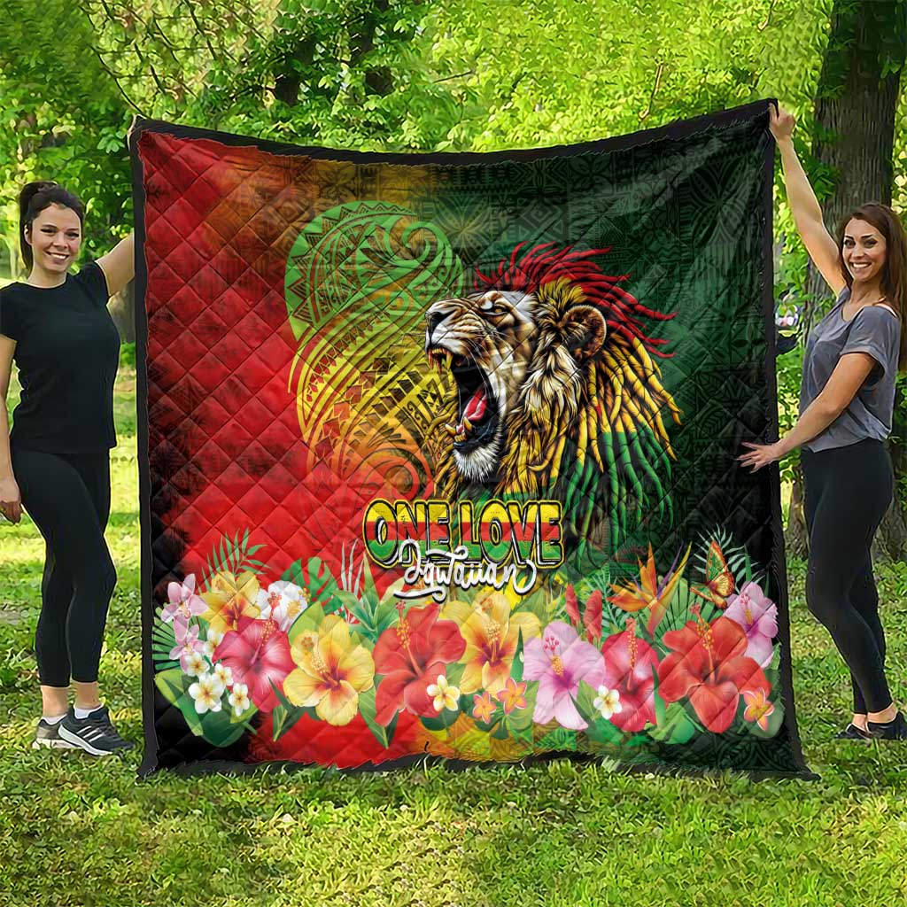 Hawaiian Reggae Quilt Jawaiian One Love-Tribal Tatoos and Rastafari Lion LT03 - Polynesian Pride
