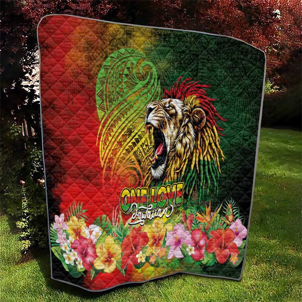 Hawaiian Reggae Quilt Jawaiian One Love-Tribal Tatoos and Rastafari Lion LT03 - Polynesian Pride