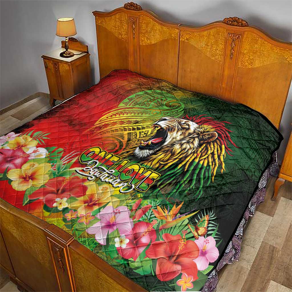 Hawaiian Reggae Quilt Jawaiian One Love-Tribal Tatoos and Rastafari Lion LT03 - Polynesian Pride