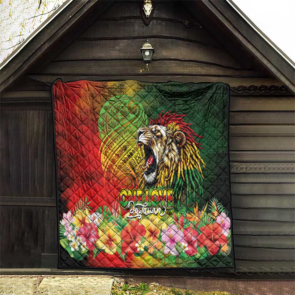 Hawaiian Reggae Quilt Jawaiian One Love-Tribal Tatoos and Rastafari Lion LT03 - Polynesian Pride