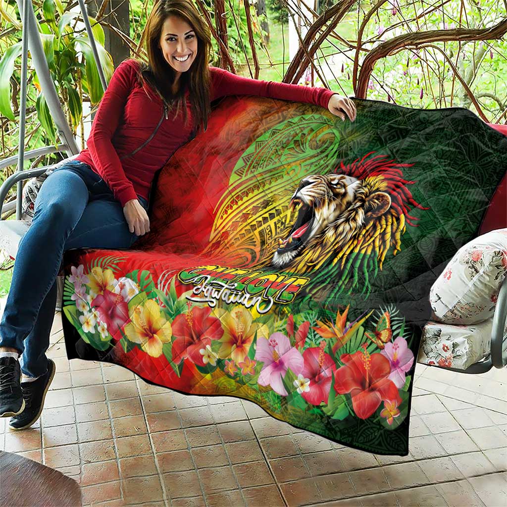Hawaiian Reggae Quilt Jawaiian One Love-Tribal Tatoos and Rastafari Lion LT03 - Polynesian Pride