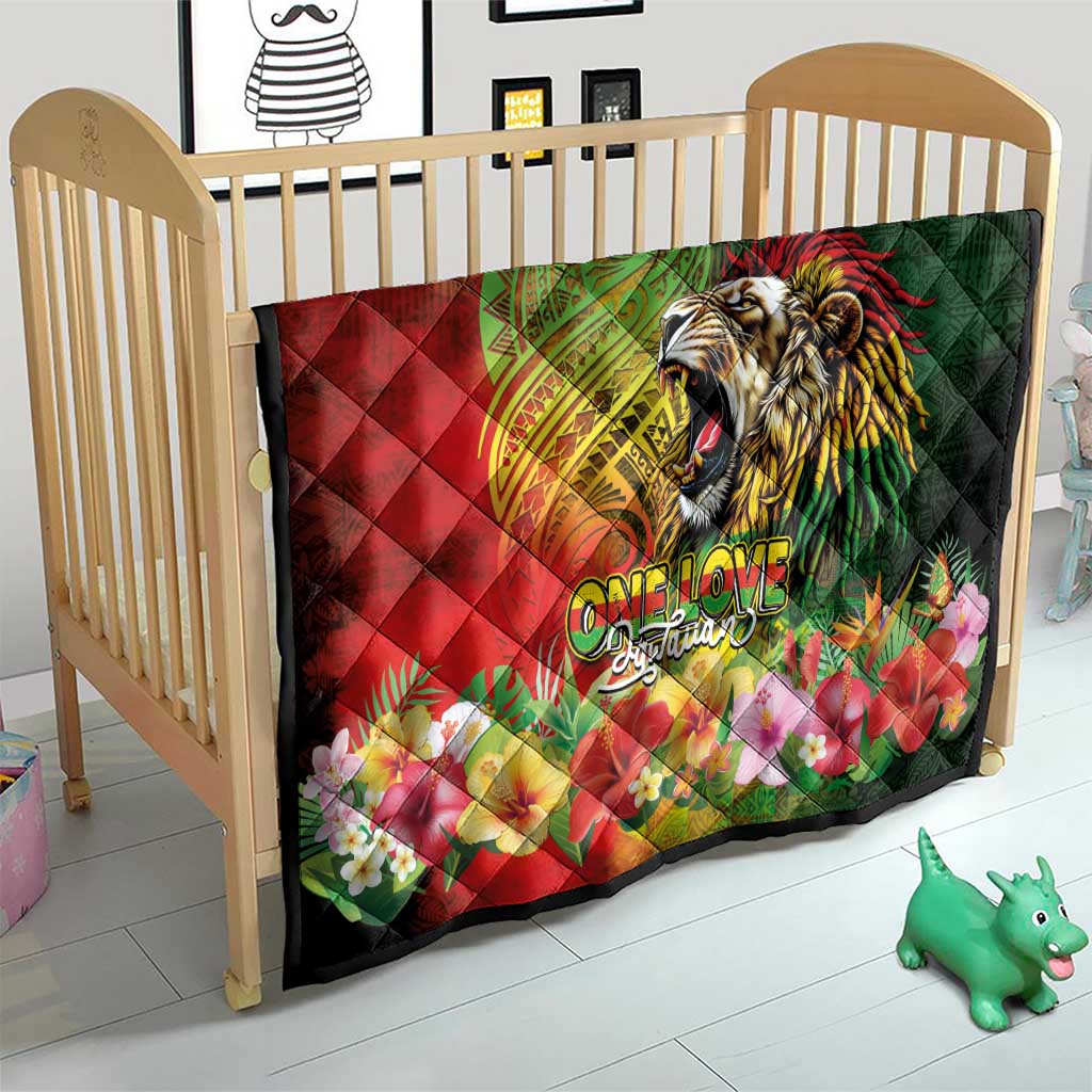 Hawaiian Reggae Quilt Jawaiian One Love-Tribal Tatoos and Rastafari Lion LT03 - Polynesian Pride