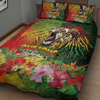 Hawaiian Reggae Quilt Bed Set Jawaiian One Love-Tribal Tatoos and Rastafari Lion LT03 - Polynesian Pride