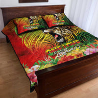 Hawaiian Reggae Quilt Bed Set Jawaiian One Love-Tribal Tatoos and Rastafari Lion LT03 - Polynesian Pride