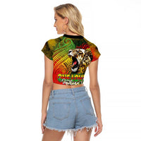 Hawaiian Reggae Raglan Cropped T Shirt Jawaiian One Love-Tribal Tatoos and Rastafari Lion LT03 - Polynesian Pride