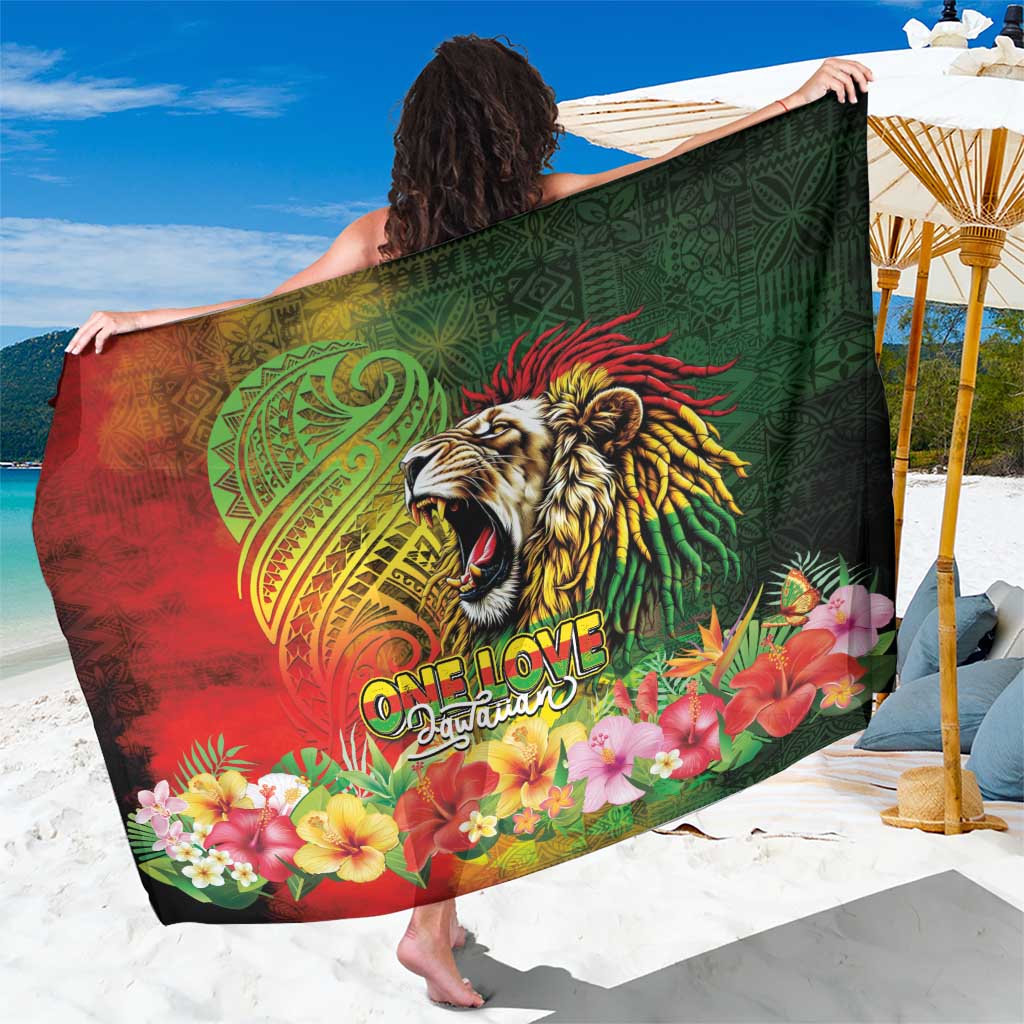 Hawaiian Reggae Sarong Jawaiian One Love-Tribal Tatoos and Rastafari Lion LT03 One Size 44 x 66 inches Multicolor - Polynesian Pride