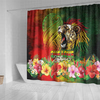 Hawaiian Reggae Shower Curtain Jawaiian One Love-Tribal Tatoos and Rastafari Lion LT03 - Polynesian Pride