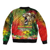 Hawaiian Reggae Sleeve Zip Bomber Jacket Jawaiian One Love-Tribal Tatoos and Rastafari Lion LT03 - Polynesian Pride