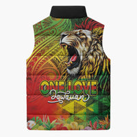 Hawaiian Reggae Sleeveless Puffer Jacket Jawaiian One Love-Tribal Tatoos and Rastafari Lion LT03 - Polynesian Pride