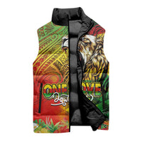 Hawaiian Reggae Sleeveless Puffer Jacket Jawaiian One Love-Tribal Tatoos and Rastafari Lion LT03 - Polynesian Pride