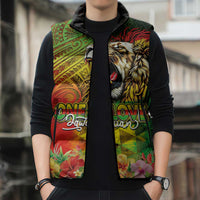 Hawaiian Reggae Sleeveless Puffer Jacket Jawaiian One Love-Tribal Tatoos and Rastafari Lion LT03 - Polynesian Pride