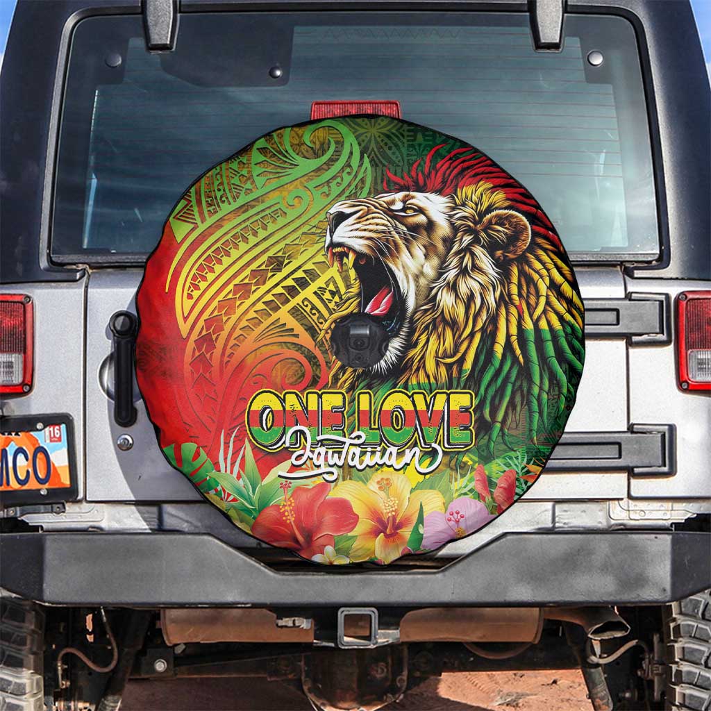 Hawaiian Reggae Spare Tire Cover Jawaiian One Love-Tribal Tatoos and Rastafari Lion LT03 Multicolor - Polynesian Pride