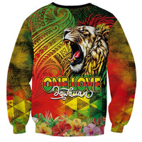 Hawaiian Reggae Sweatshirt Jawaiian One Love-Tribal Tatoos and Rastafari Lion LT03 - Polynesian Pride