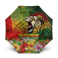 Hawaiian Reggae Umbrella Jawaiian One Love-Tribal Tatoos and Rastafari Lion LT03 One Size Folded 11.42 inch Opened Diameter 37.4 inch Multicolor - Polynesian Pride