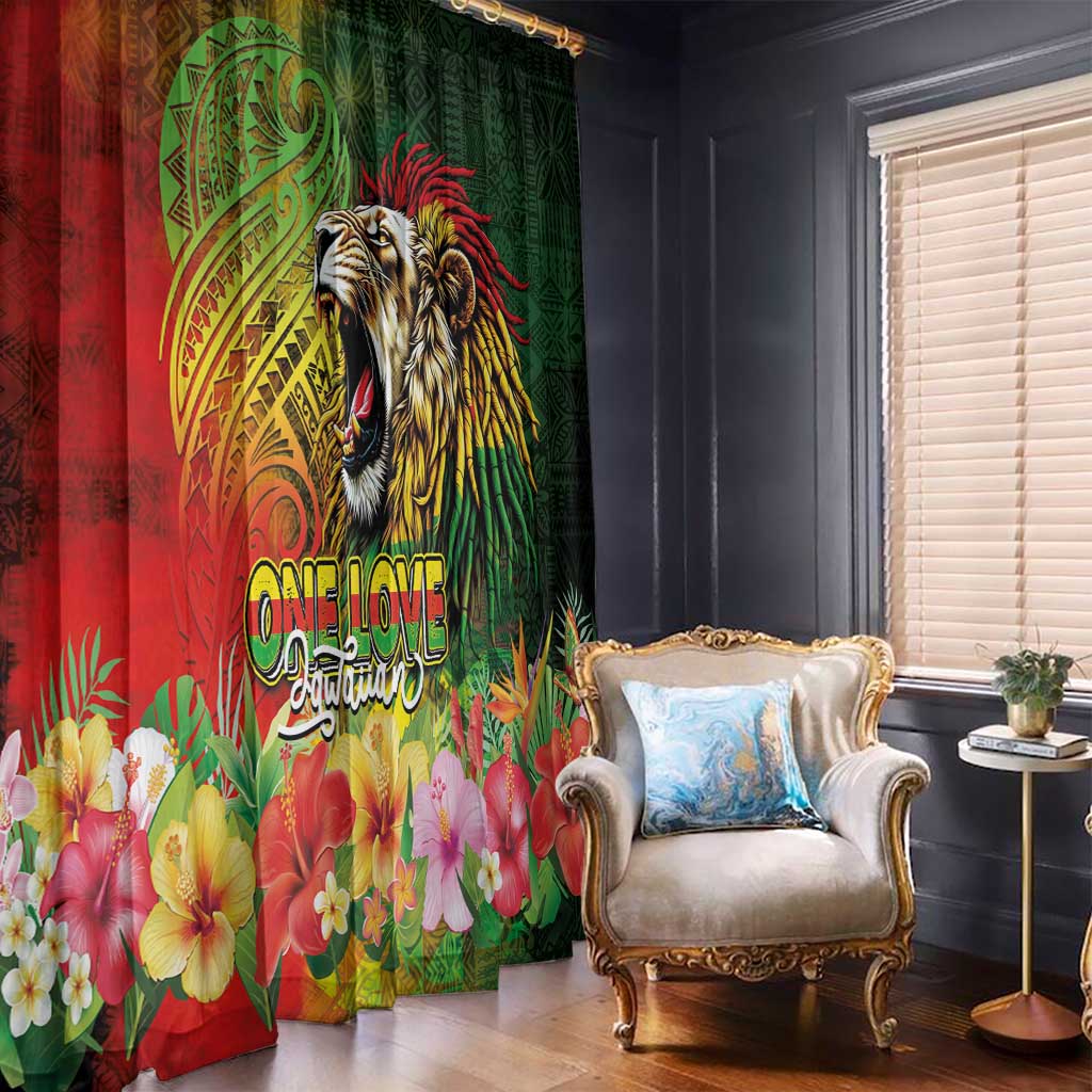 Hawaiian Reggae Window Curtain Jawaiian One Love-Tribal Tatoos and Rastafari Lion LT03 - Polynesian Pride