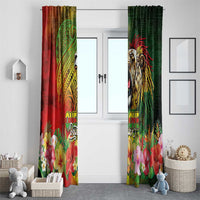 Hawaiian Reggae Window Curtain Jawaiian One Love-Tribal Tatoos and Rastafari Lion LT03 - Polynesian Pride