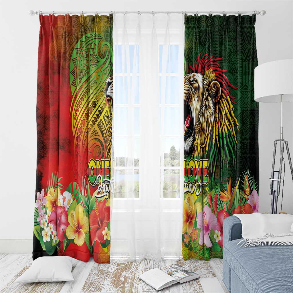 Hawaiian Reggae Window Curtain Jawaiian One Love-Tribal Tatoos and Rastafari Lion LT03 - Polynesian Pride