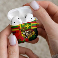 Hawaiian Reggae AirPods Case Kakau Art Motifs with Ohia Lehua and Rastafari Lion LT03 - Polynesian Pride