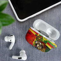 Hawaiian Reggae AirPods Case Kakau Art Motifs with Ohia Lehua and Rastafari Lion LT03 - Polynesian Pride