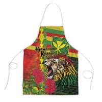 Hawaiian Reggae Apron Kakau Art Motifs with Ohia Lehua and Rastafari Lion LT03 Multicolor - Polynesian Pride