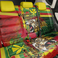 Hawaiian Reggae Back Car Seat Cover Kakau Art Motifs with Ohia Lehua and Rastafari Lion LT03 - Polynesian Pride