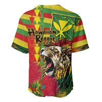 Hawaiian Reggae Baseball Jersey Kakau Art Motifs with Ohia Lehua and Rastafari Lion LT03 - Polynesian Pride