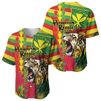Hawaiian Reggae Baseball Jersey Kakau Art Motifs with Ohia Lehua and Rastafari Lion LT03 - Polynesian Pride