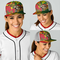 Hawaiian Reggae Baseball Net Cap Kakau Art Motifs with Ohia Lehua and Rastafari Lion LT03 - Polynesian Pride