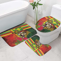 Hawaiian Reggae Bathroom Set Kakau Art Motifs with Ohia Lehua and Rastafari Lion LT03 - Polynesian Pride