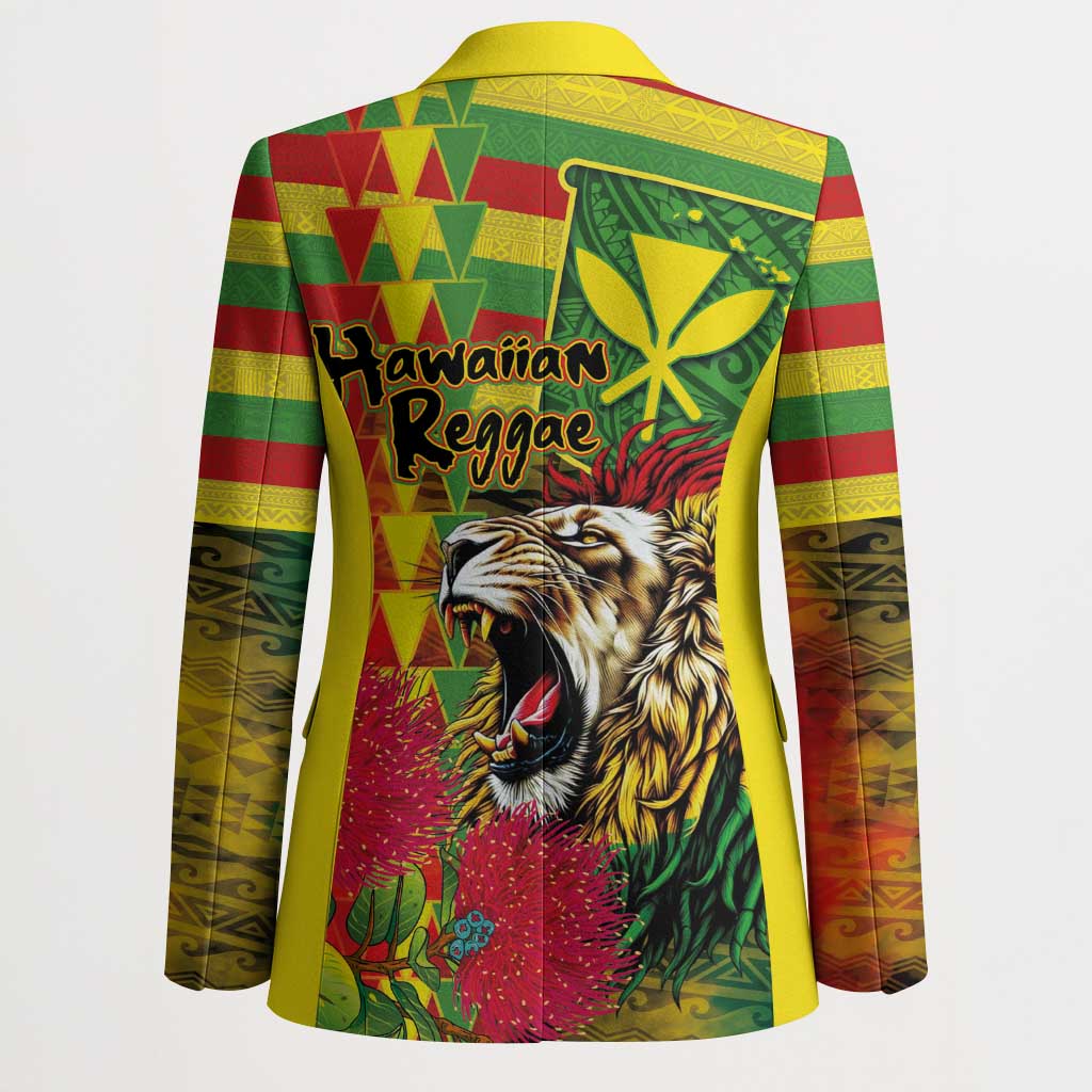Hawaiian Reggae Blazer Kakau Art Motifs with Ohia Lehua and Rastafari Lion LT03 - Polynesian Pride