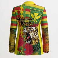 Hawaiian Reggae Blazer Kakau Art Motifs with Ohia Lehua and Rastafari Lion LT03 - Polynesian Pride