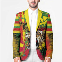 Hawaiian Reggae Blazer Kakau Art Motifs with Ohia Lehua and Rastafari Lion LT03 - Polynesian Pride
